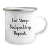 Funny Backpacking Gifts for Friends, Christmas Unique Presents for Men and Women, Camping Mug with Eat. Sleep. Backpacking. Repeat. - Image 2