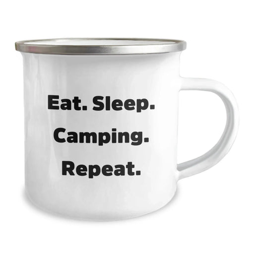 Cute Camping Gifts for Men Women Friends Family - Eat. Sleep. Camping. Repeat. - Stainless Steel Enamel Camping Mug for Christmas - Image 2