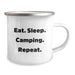 Cute Camping Gifts for Men Women Friends Family - Eat. Sleep. Camping. Repeat. - Stainless Steel Enamel Camping Mug for Christmas - Image 2