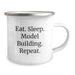 Funny Model Building Camping Mug Gifts from Friends for Model Building Enthusiasts, Eat. Sleep. Model Building. Repeat. Birthday Unique Gifts - Image 2