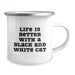 Funny Black and White Cat Camping Mug Gifts from Friends for Black and White Cat Lovers, Birthday Unique Presents for Men and Women - Image 2