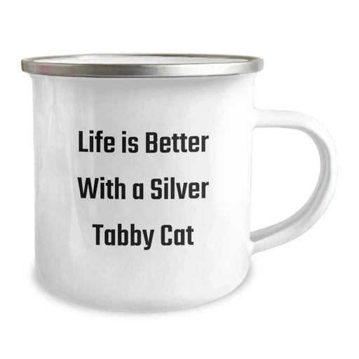 Funny Silver Tabby Cat Camping Mug Gifts for Men Women Friends Family Birthday Unique - Image 2