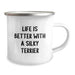 Funny Silky Terrier Dog Gifts from Friends and Family - Camping Mug for Birthday Celebration - 'Life Is Better With A Silky Terrier' Quote - Image 2