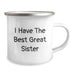 Funny Sister Camping Mug, Gifts from Sister to Sister, Inspirational Quote for the Best Great Sister, Christmas Unique Gifts for Sisters - Image 2