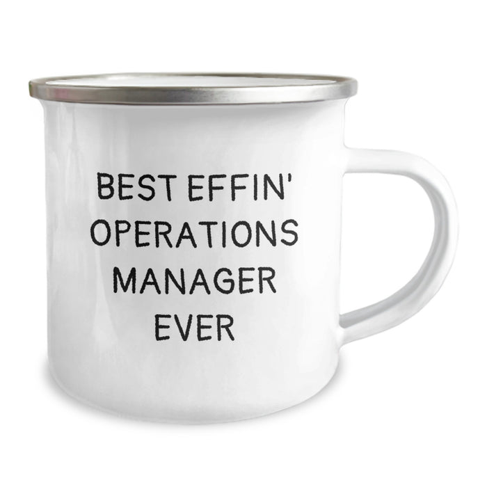 Funny Operations Manager Gifts from Friends, Best Effin' Operations Manager Ever Enamel Camping Mug for Dad on Father's Day Unique Gifts - Image 2