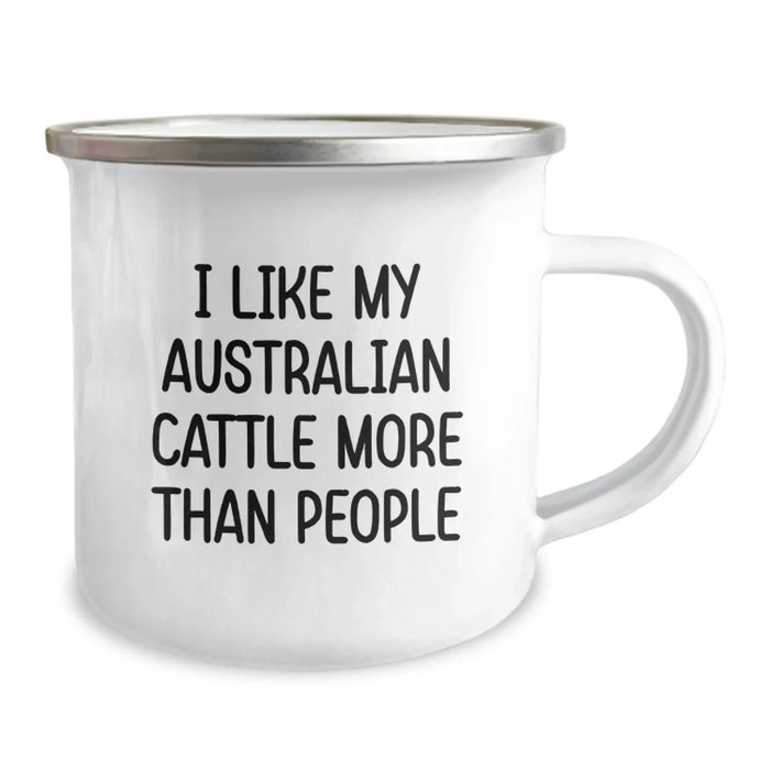 Funny Australian Cattle Dog Lover Gifts for Men from Friends, 'I Like My Australian Cattle More Than People' Camping Mug - Image 2