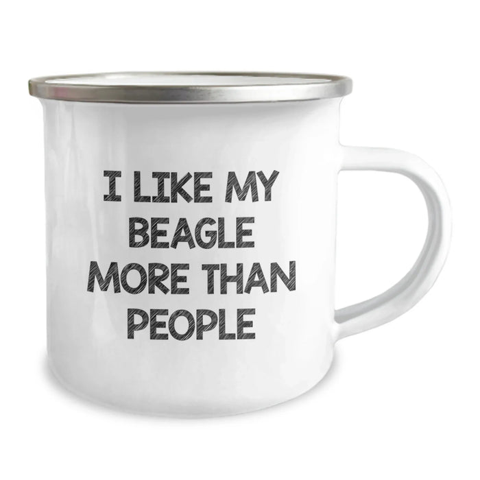 Beagle Dog Lover's Funny Gift, I Like My Beagle More Than People, Enamel Camping Mug for Birthday from Family, Friends, or Coworkers - Image 2