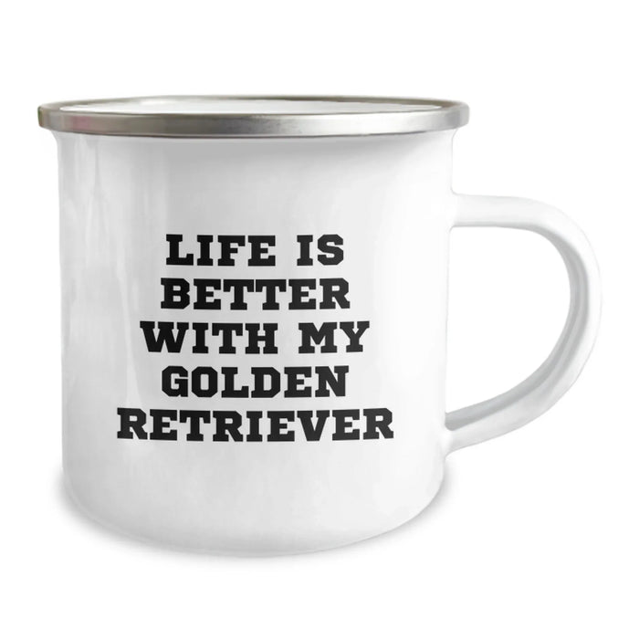 Funny Golden Retriever Dog Lover Gifts from Family for Birthday Unique Camping Mugs with Life Is Better With My Golden Retriever Quote - Image 2
