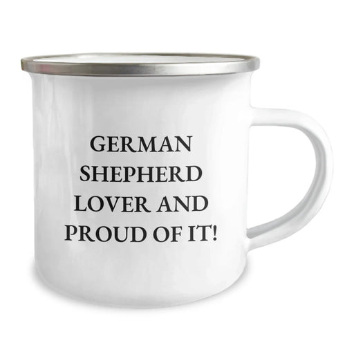 German Shepherd Dog Camping Mug, Funny Quote Gifts from Family Friends for Birthday Unique Presents, 12 oz Stainless Steel Enamel Finish - Image 2