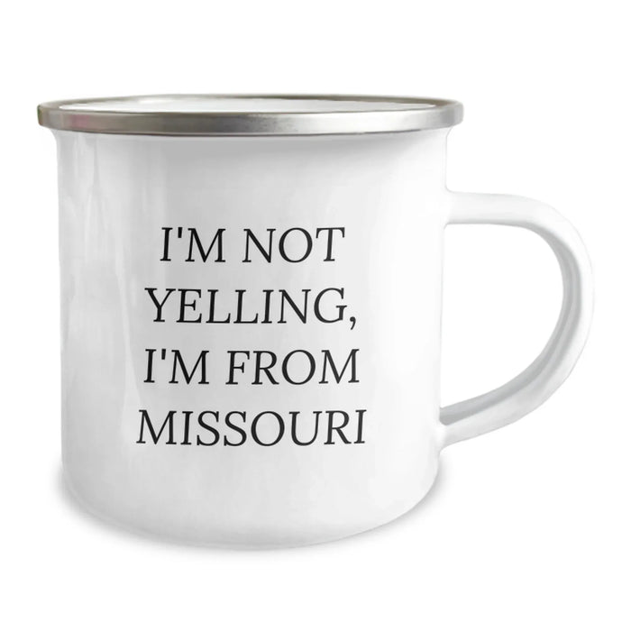 Funny Missouri Gifts from Men to Women Camping Mug for Valentine's, 'I'm Not Yelling, I'm From Missouri' Quote - Image 2