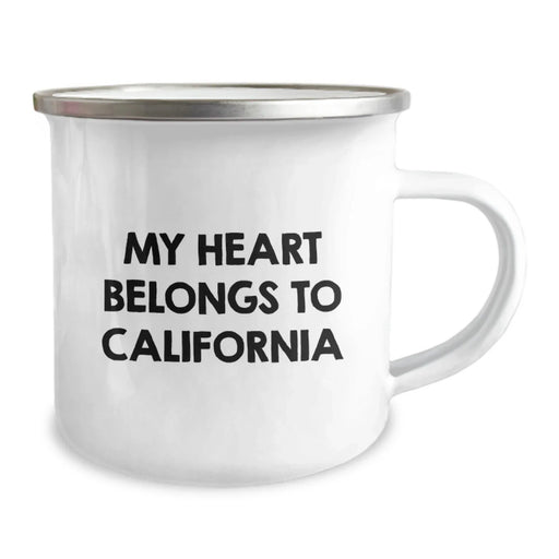 California Camping Mug, Funny Quote 'My Heart Belongs To California', Birthday Unique Gifts for California Lovers from Friends and Family - Image 2