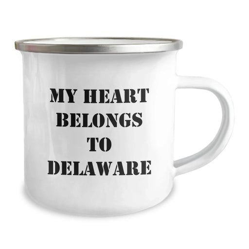 Delaware Gifts from Friends, Unique Birthday Unique Gifts for Men and Women, My Heart Belongs To Delaware Camping Mug - Image 2