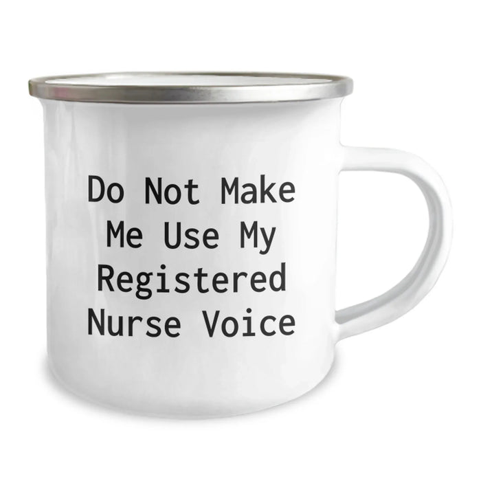 Funny Registered Nurse Gifts from Men, Christmas Unique Mugs for Registered Nurses, Camping Mug with Quirky Quote 'Do Not Make Me Use My Registered Nurse Voice' - Image 2