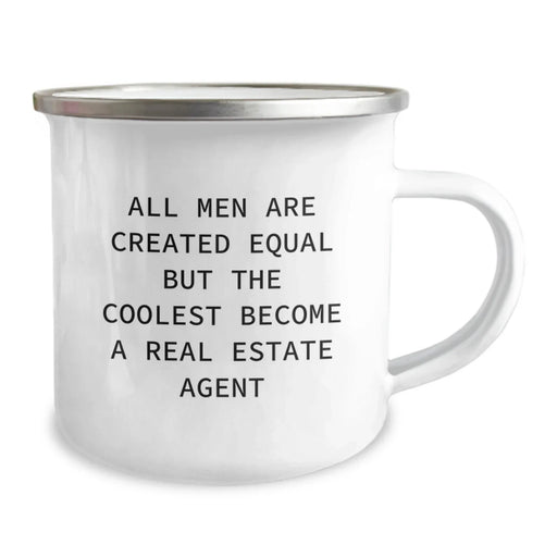 Funny Real Estate Agent Gifts from Men, Christmas Unique Mugs for Real Estate Agents, Camping Coffee Mugs with 'All Men Are Created Equal But The Coolest Become A Real Estate Agent' Quote - Image 2