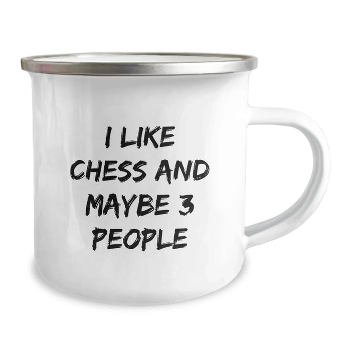 Funny Chess Gifts for Men, Camping Mug with I Like Chess And Maybe 3 People Quote, Unique Christmas Unique Gifts from Friends to Family - Image 2