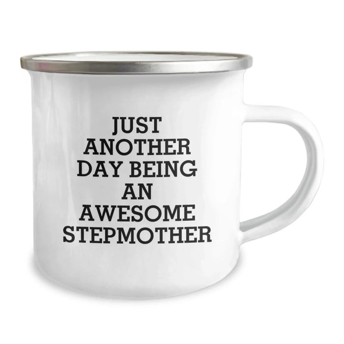 Funny Stepmother Gifts, Just Another Day Being An Awesome Stepmother, Unique Stepmom Camping Mug for Christmas - Image 2