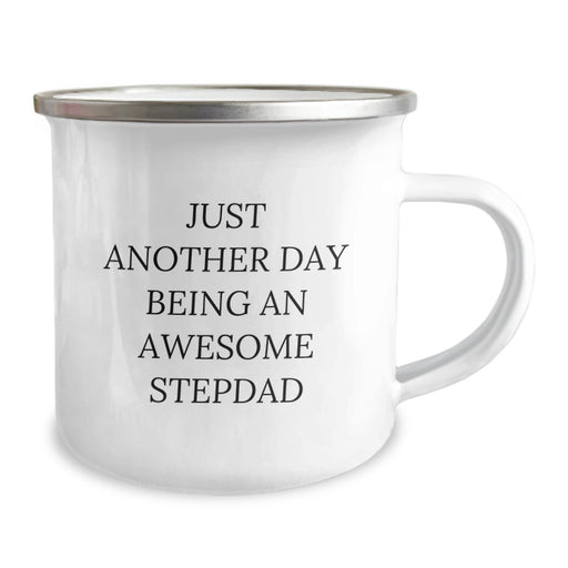 Unique Gifts for Stepdad, Funny Camping Mug, Christmas Morning - 'Just Another Day Being An Awesome Stepdad', Gifts from Family to Stepdad, Stepdad Appreciation - Image 2