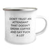 Funny Attendant Gifts from Men or Women, Valentine's Unique Gifts for Attendants, Camping Mugs with Quote 'Don't Trust An Attendant That Doesn't Drink Coffee And Say F--k A Lot' - Image 2