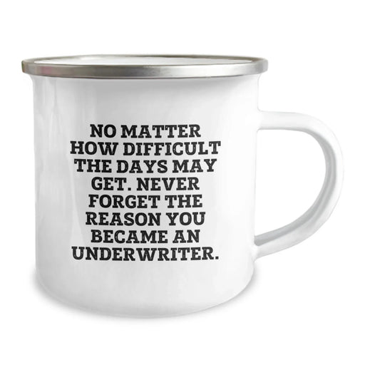 Funny Underwriter Gifts from Men, Unique Birthday Unique Gifts for Underwriter Friends, Camping Mug Quote Never Forget Reason Became - Image 2