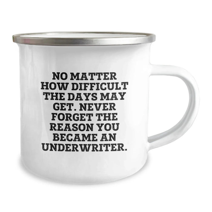 Funny Underwriter Gifts from Men, Unique Birthday Unique Gifts for Underwriter Friends, Camping Mug Quote Never Forget Reason Became - Image 2