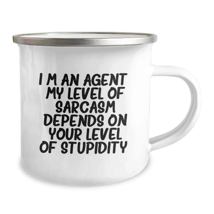 Funny Agent Camping Mug Gifts from Friends for Agent with Sarcasm Level Quote, Perfect Christmas Unique Gifts for Men - Image 2