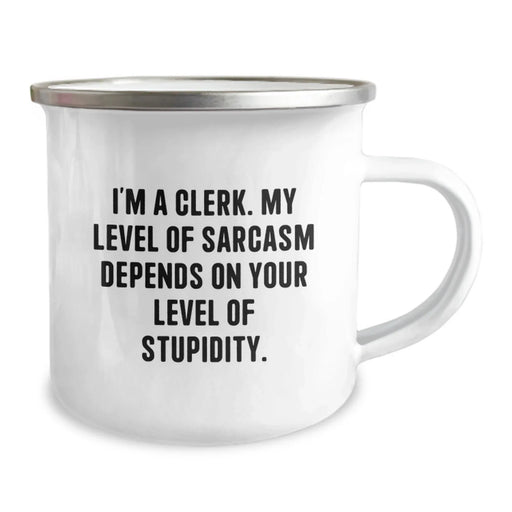 Funny Clerk Camping Mug Gifts from Friends and Family for Valentine's with I'm A Clerk Quote - Image 2