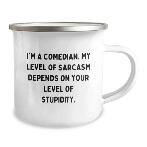 Funny Comedian Gifts for Men Women Friends - Camping Mug, I'm A Comedian Sarcasm Dependent on Stupidity, Christmas Unique Gifts from Friends and Family - Image 2