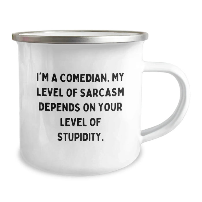 Funny Comedian Gifts for Men Women Friends - Camping Mug, I'm A Comedian Sarcasm Dependent on Stupidity, Christmas Unique Gifts from Friends and Family - Image 2