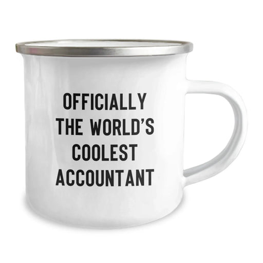 Funny Accountant Gifts from Friends, Officially The World's Coolest Accountant Birthday Unique Gifts for Accountants Camping Mug, Men's Accountant Stainless Steel Enamel Finish Mug - Image 2