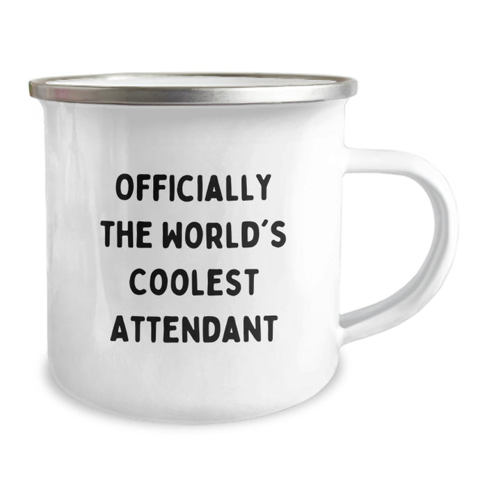 Funny Attendant Gifts - Gifts from Men - Officially The World's Coolest Attendant - Enamel Camping Mug for Attendant, Women, Friends, Coworkers, Family - Image 2