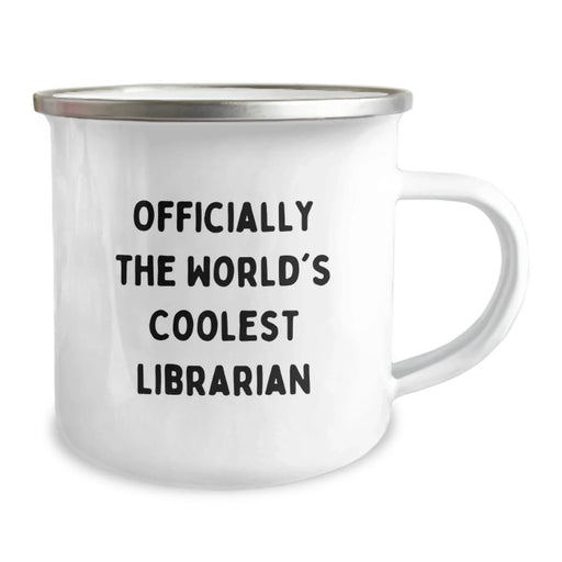 Gifts for Librarians, Funny 'Officially The World's Coolest Librarian' Camping Mug, Birthday Unique Gifts from Friends for Her - Image 2