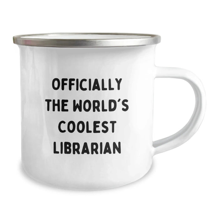 Gifts for Librarians, Funny 'Officially The World's Coolest Librarian' Camping Mug, Birthday Unique Gifts from Friends for Her - Image 2