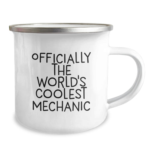 Funny Mechanic Gifts from Friends for Father's Day Unique Mechanic Camping Mugs Officially The World's Coolest Mechanic - 12 oz Stainless Steel Enamel Finish - Image 2