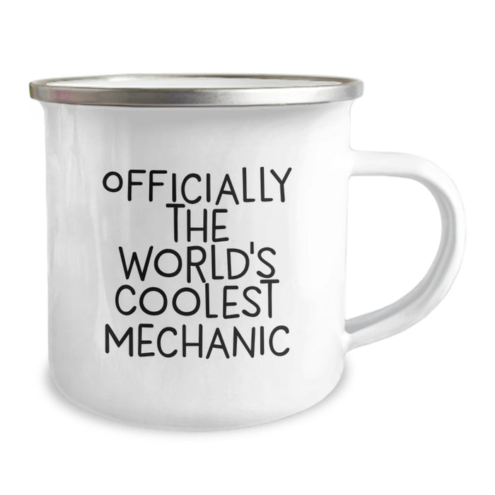 Funny Mechanic Gifts from Friends for Father's Day Unique Mechanic Camping Mugs Officially The World's Coolest Mechanic - 12 oz Stainless Steel Enamel Finish - Image 2