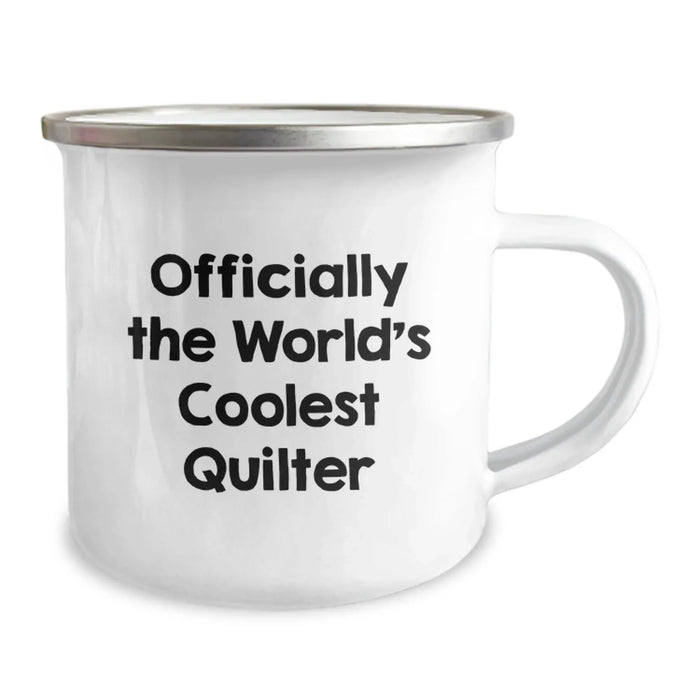 Unique Quilter Birthday Unique Gifts from Friends, Funny Camping Mug for Quilter, Officially The World's Coolest Quilter Quote - Image 2