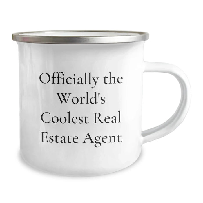 Funny Real Estate Agent Birthday Unique Gifts from Friends for Men - Officially The World's Coolest Real Estate Agent Camping Mug - Image 2