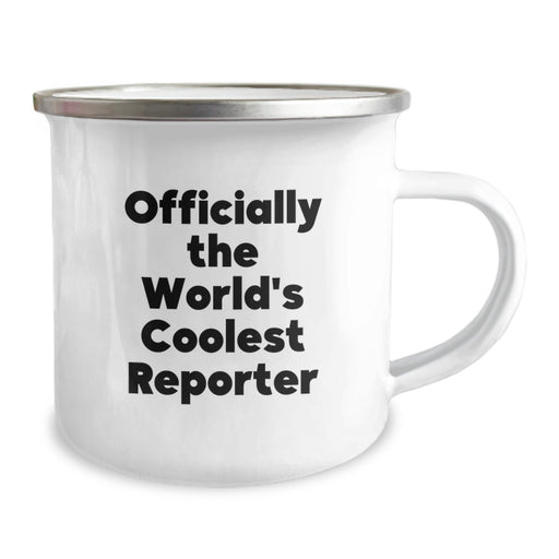 Funny Reporter Gifts from Dad, Officially The World's Coolest Reporter Camping Mug Fathers Day Unique Gifts for Reporter - Image 2