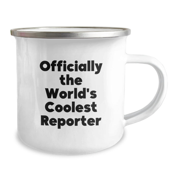 Funny Reporter Gifts from Dad, Officially The World's Coolest Reporter Camping Mug Fathers Day Unique Gifts for Reporter - Image 2