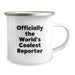 Funny Reporter Gifts from Dad, Officially The World's Coolest Reporter Camping Mug Fathers Day Unique Gifts for Reporter - Image 2
