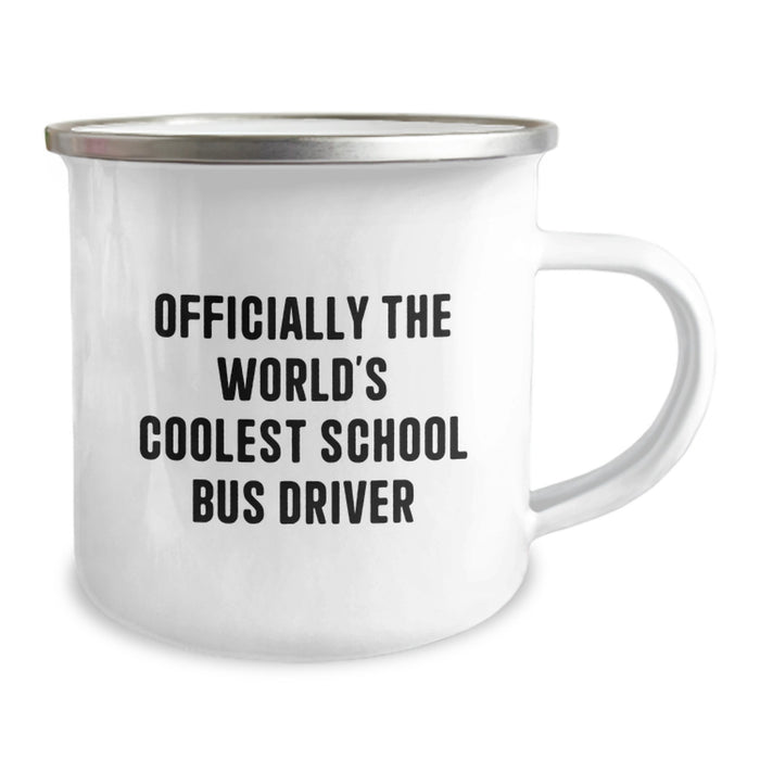 Funny School Bus Driver Gifts from Friends - Gifts for School Bus Driver Husband - Officially The World's Coolest School Bus Driver Camping Mug - Image 2