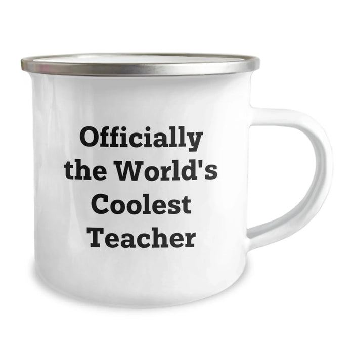 Funny Teacher Gifts from Friends on Valentine's - Officially The World's Coolest Teacher Camping Mug - Image 2