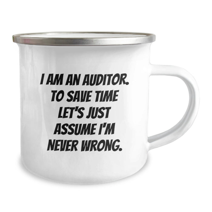 Funny Auditor Gifts for Men, 'I'm Never Wrong' Camping Mug for Dad on Father's Day, Unique Gifts from Family - Image 2