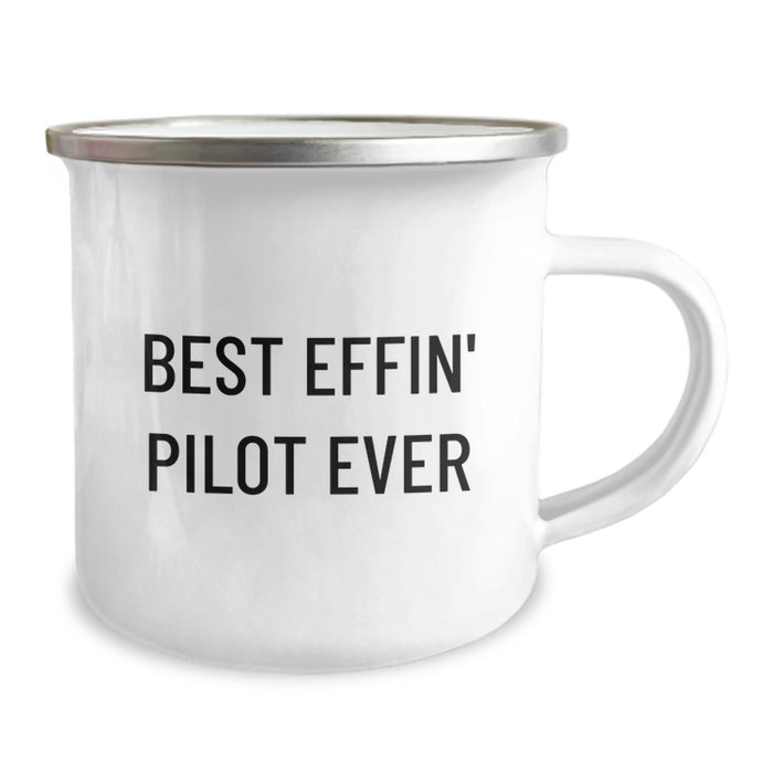 Funny Camping Mugs for Pilot Lovers, Best Effin' Pilot Ever Quote, Unique Gifts from Friends for Pilot Graduation - 12oz Stainless Steel - Image 2
