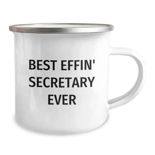 Funny Secretary Gifts from Friends for Birthday Unique Camping Mugs, Best Effin' Secretary Ever Quotes, Stainless Steel 12 oz Capacity - Image 2
