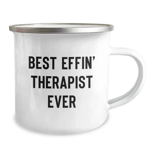 Funny Christmas Therapist Gifts from Friends for Men - Best Effin' Therapist Ever Camping Mug - Image 2