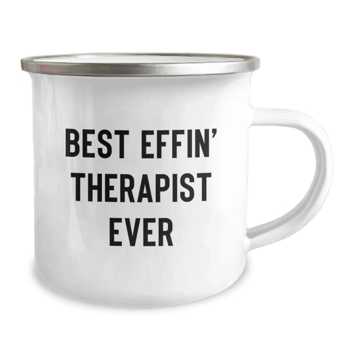 Funny Christmas Therapist Gifts from Friends for Men - Best Effin' Therapist Ever Camping Mug - Image 2