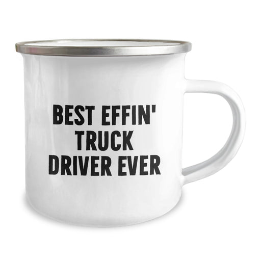 Funny Truck Driver Gifts from Dad, Best Effin' Truck Driver Ever Mug, Unique Camping Mug for Truck Drivers - Image 2