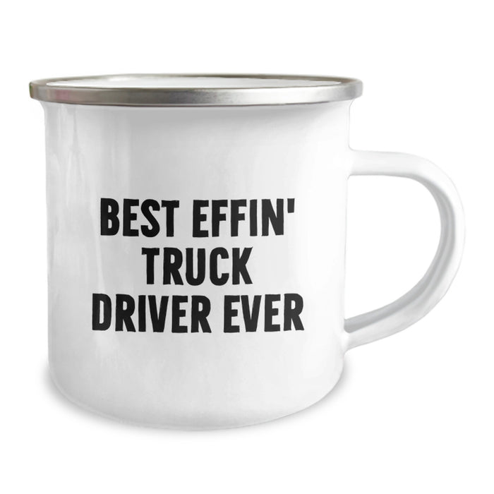 Funny Truck Driver Gifts from Dad, Best Effin' Truck Driver Ever Mug, Unique Camping Mug for Truck Drivers - Image 2