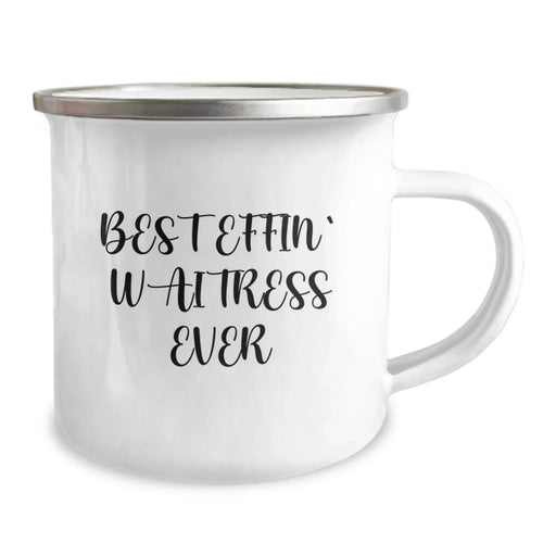 Funny Waitress Birthday Unique Gifts from Friends, Best Effin' Waitress Ever Camping Mug for Waitress, Stainless Steel with Enamel Finish - Image 2