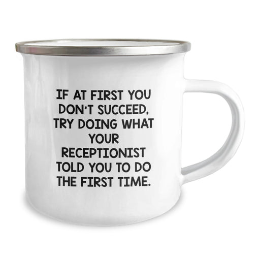 Funny Receptionist Quotes Gifts for Coworkers - Camping Mug with Humorous Graduation Unique Ideas, Gifts from Men to Women Friends - Image 2